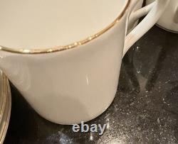 VTG 12 piece Wedgwood Bone China 6 Demitasse Cups & 6 Saucers White with gold rim