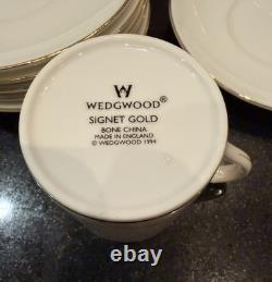 VTG 12 piece Wedgwood Bone China 6 Demitasse Cups & 6 Saucers White with gold rim