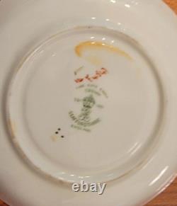 VTG 13 Piece STAFFORDSHIRE Crown DEMITASSE Cup & Saucer Set PINK ROSE BLUE BOW