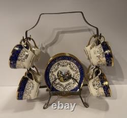 VTG 1930's ATLAS DEMITASSE CHINA USA SET (14) PCS + METAL RACK PLS. READ/L@@K
