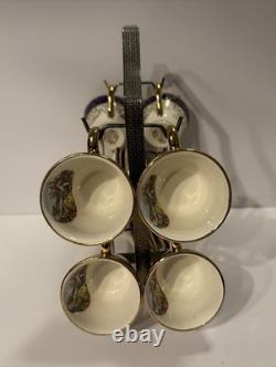 VTG 1930's ATLAS DEMITASSE CHINA USA SET (14) PCS + METAL RACK PLS. READ/L@@K