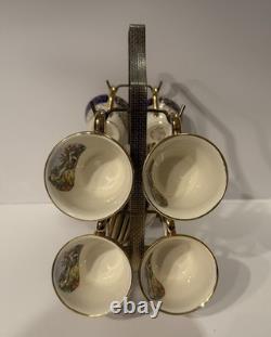 VTG 1930's ATLAS DEMITASSE CHINA USA SET (14) PCS + METAL RACK PLS. READ/L@@K