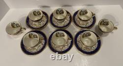 VTG 1930's ATLAS DEMITASSE CHINA USA SET (14) PCS + METAL RACK PLS. READ/L@@K