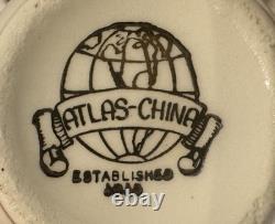VTG 1930's ATLAS DEMITASSE CHINA USA SET (14) PCS + METAL RACK PLS. READ/L@@K