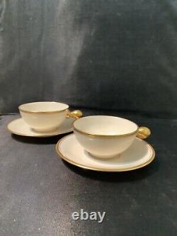 VTG 2 Lenox pots de creme demitasse cup/saucer, gold rim gn stamp 1661/86 ds17