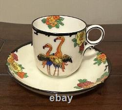 VTG 20s Royal Doulton Dancing Flamingos Demitasse & Saucer RARE Art Deco