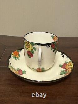 VTG 20s Royal Doulton Dancing Flamingos Demitasse & Saucer RARE Art Deco