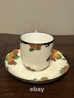 VTG 20s Royal Doulton Dancing Flamingos Demitasse & Saucer RARE Art Deco