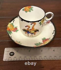 VTG 20s Royal Doulton Dancing Flamingos Demitasse & Saucer RARE Art Deco