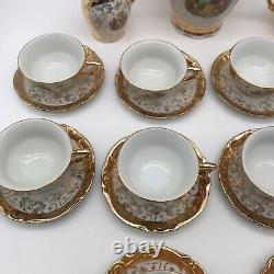 VTG Bavaria China Porcelain Demitasse Set of 25 Pieces Victorian Couple withGold