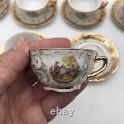 VTG Bavaria China Porcelain Demitasse Set of 25 Pieces Victorian Couple withGold