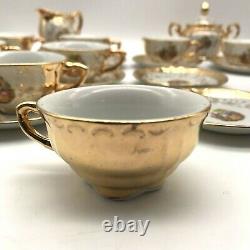 VTG Bavaria China Porcelain Demitasse Set of 25 Pieces Victorian Couple withGold