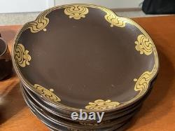 VTG Brown Espresso Set Bodil Rosenthal Germany Plates, Saucers & Demitasse