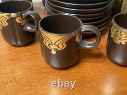 VTG Brown Espresso Set Bodil Rosenthal Germany Plates, Saucers & Demitasse