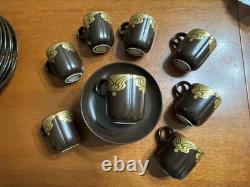 VTG Brown Espresso Set Bodil Rosenthal Germany Plates, Saucers & Demitasse
