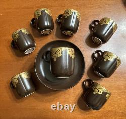 VTG Brown Espresso Set Bodil Rosenthal Germany Plates, Saucers & Demitasse