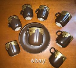 VTG Brown Espresso Set Bodil Rosenthal Germany Plates, Saucers & Demitasse
