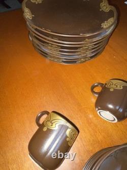 VTG Brown Espresso Set Bodil Rosenthal Germany Plates, Saucers & Demitasse