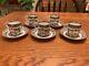 Vtg Chinese Porcelain Thousand Butterflies Tea Cups & Saucers Demitasse-set Of 5