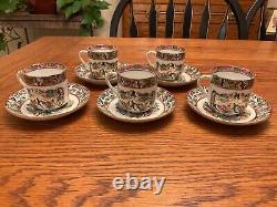 VTG Chinese Porcelain Thousand Butterflies Tea Cups & Saucers Demitasse-set of 5