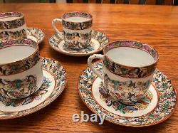 VTG Chinese Porcelain Thousand Butterflies Tea Cups & Saucers Demitasse-set of 5