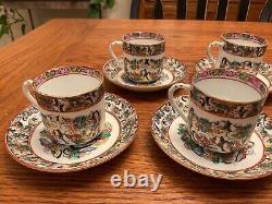 VTG Chinese Porcelain Thousand Butterflies Tea Cups & Saucers Demitasse-set of 5