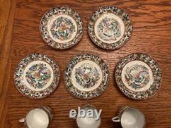 VTG Chinese Porcelain Thousand Butterflies Tea Cups & Saucers Demitasse-set of 5