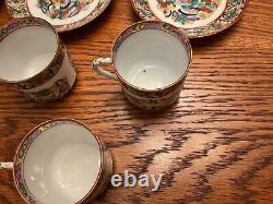 VTG Chinese Porcelain Thousand Butterflies Tea Cups & Saucers Demitasse-set of 5