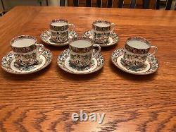 VTG Chinese Porcelain Thousand Butterflies Tea Cups & Saucers Demitasse-set of 5