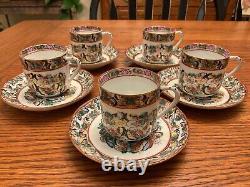 VTG Chinese Porcelain Thousand Butterflies Tea Cups & Saucers Demitasse-set of 5