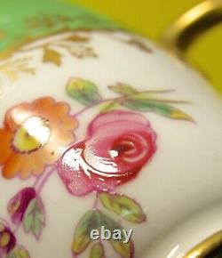 VTG Coalport Gold Demitasse Cup/Saucer Green Floral Raised Flowers 2 1/8 Diam