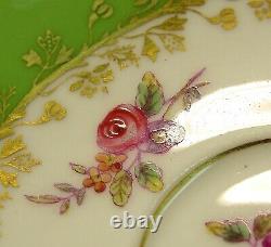 VTG Coalport Gold Demitasse Cup/Saucer Green Floral Raised Flowers 2 1/8 Diam