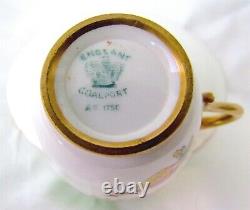 VTG Coalport Gold Demitasse Cup/Saucer Green Floral Raised Flowers 2 1/8 Diam