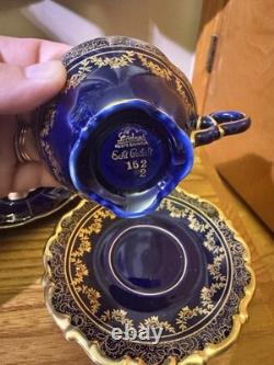 VTG Lindner Keups Bavaria Echt Cobalt Blue Gold Demitasse Tea Cups Set Of 5
