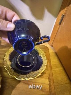 VTG Lindner Keups Bavaria Echt Cobalt Blue Gold Demitasse Tea Cups Set Of 5