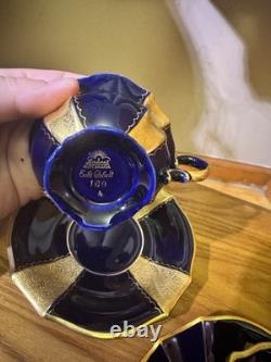 VTG Lindner Keups Bavaria Echt Cobalt Blue Gold Demitasse Tea Cups Set Of 5