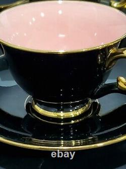VTG MCM Stavangerflint Norway Demitasse Tea Coffee Multi-Color Cups with Saucers