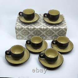 VTG Noritake Folkstone Equator Smooth Demitasse Cups & Saucers Genuine Stoneware