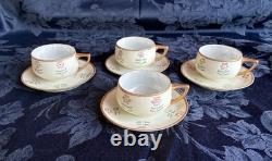 VTG Rosenthal Selb Bavaria Donatello 4 Demitasse Cups Saucers Set 1920s Art Deco