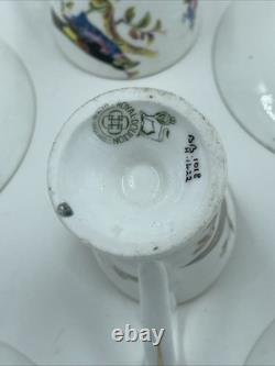 VTG Royal Doulton H 1422 Colored Birds & Gold Demitasse Cups & Saucers 9 Pc Set