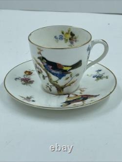 VTG Royal Doulton H 1422 Colored Birds & Gold Demitasse Cups & Saucers 9 Pc Set