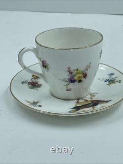 VTG Royal Doulton H 1422 Colored Birds & Gold Demitasse Cups & Saucers 9 Pc Set