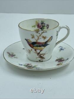 VTG Royal Doulton H 1422 Colored Birds & Gold Demitasse Cups & Saucers 9 Pc Set