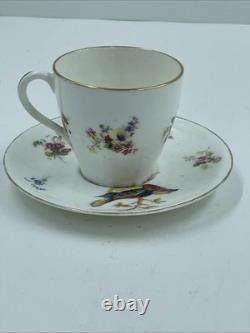 VTG Royal Doulton H 1422 Colored Birds & Gold Demitasse Cups & Saucers 9 Pc Set