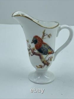 VTG Royal Doulton H 1422 Colored Birds & Gold Demitasse Cups & Saucers 9 Pc Set