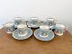 Vtg Wedgwood Florentine Turquoise W2714 Demitasse 7 Cups & 5 Saucers Green Mark