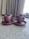 Van Briggle Demitasse Espresso Cappuccino Mugs Saucers Mulberry 1950s Vintage