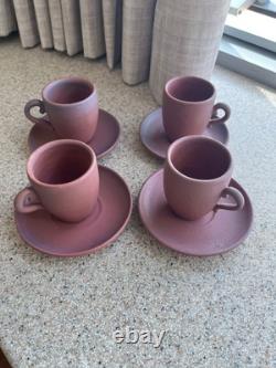 Van Briggle Demitasse Espresso Cappuccino Mugs Saucers Mulberry 1950s Vintage