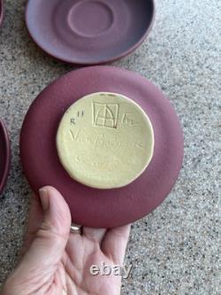 Van Briggle Demitasse Espresso Cappuccino Mugs Saucers Mulberry 1950s Vintage