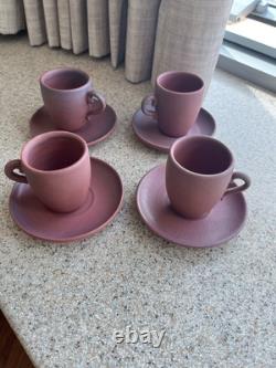 Van Briggle Demitasse Espresso Cappuccino Mugs Saucers Mulberry 1950s Vintage